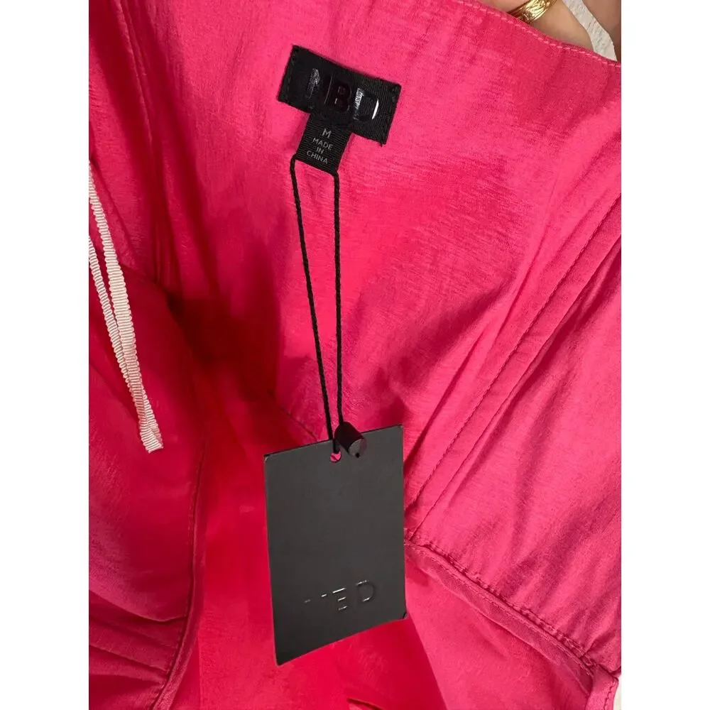 NBD Jancis Peplum Top Strapless Draped Taffeta Party Cocktail NYE Evening M